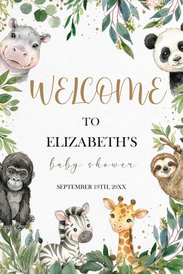 Safari Baby Shower Welcome Sign